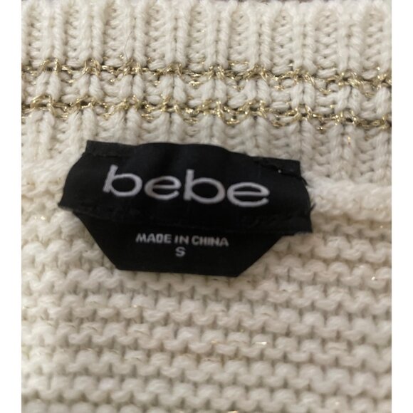 Bebe Cream Cable Knit Cropped Sweater S Urban Babydoll Cozy - Picture 2 of 5